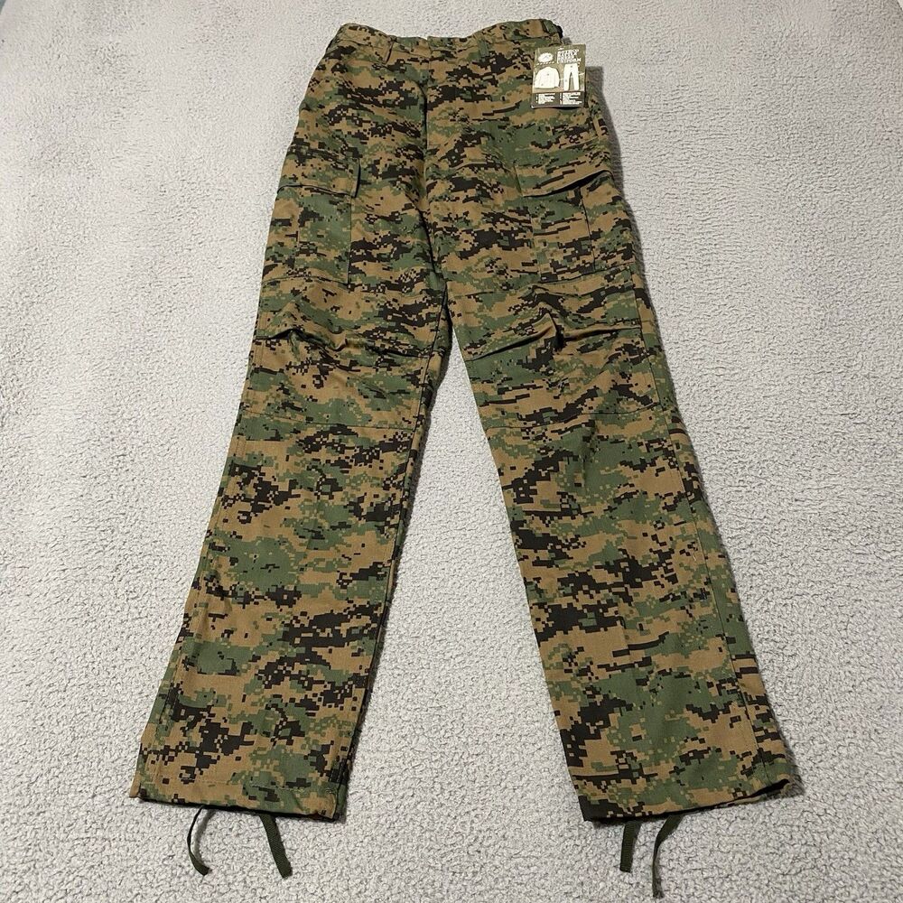 Rothco BDU Cargo Pants Mens XS Brown Digital Woodland Camo Military Tactical NEW